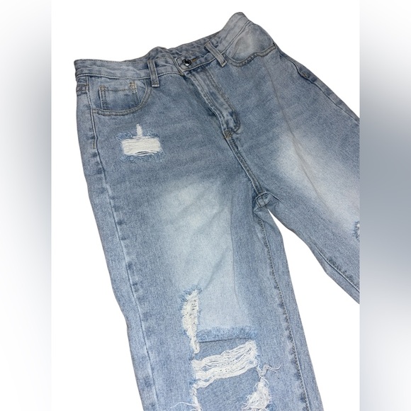 SHEIN Light Blue Distressed Boyfriend Jeans - Picture 2 of 5
